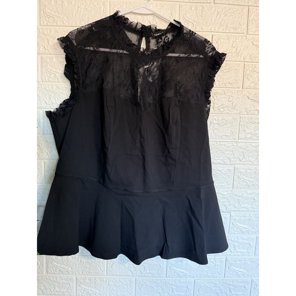 Torrid Bengaline Black Lace Peplum Top Sleeveless Blouse 2X 44306063 NEW
